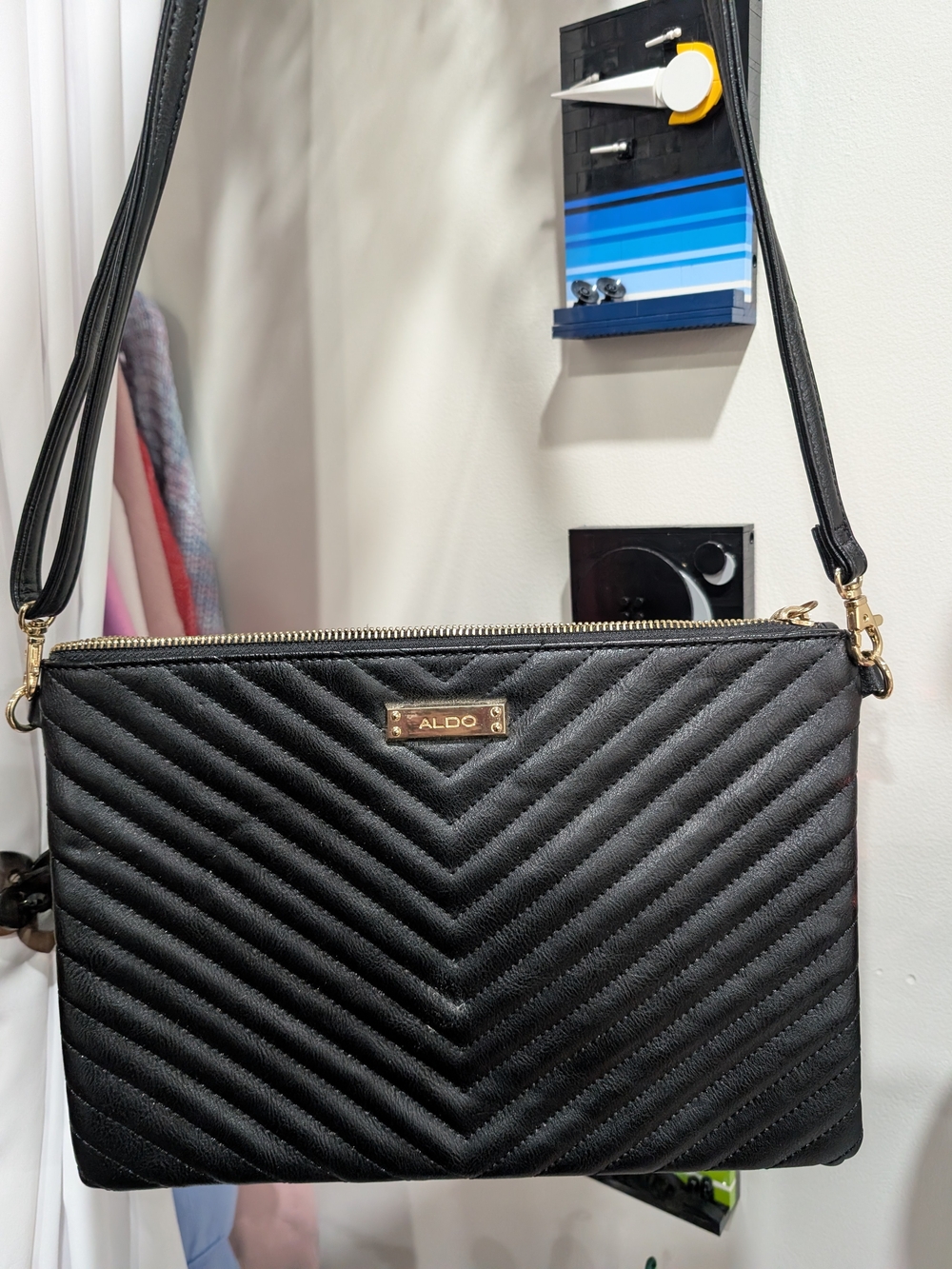 ALDO Black Quilted Crossbody Bag